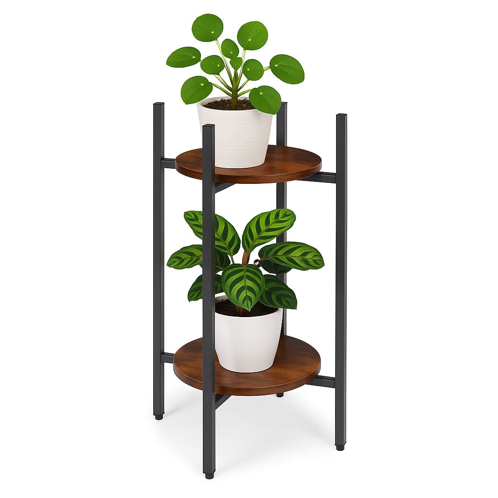2-Tier Steel Plant Stand – Modern Loft Style