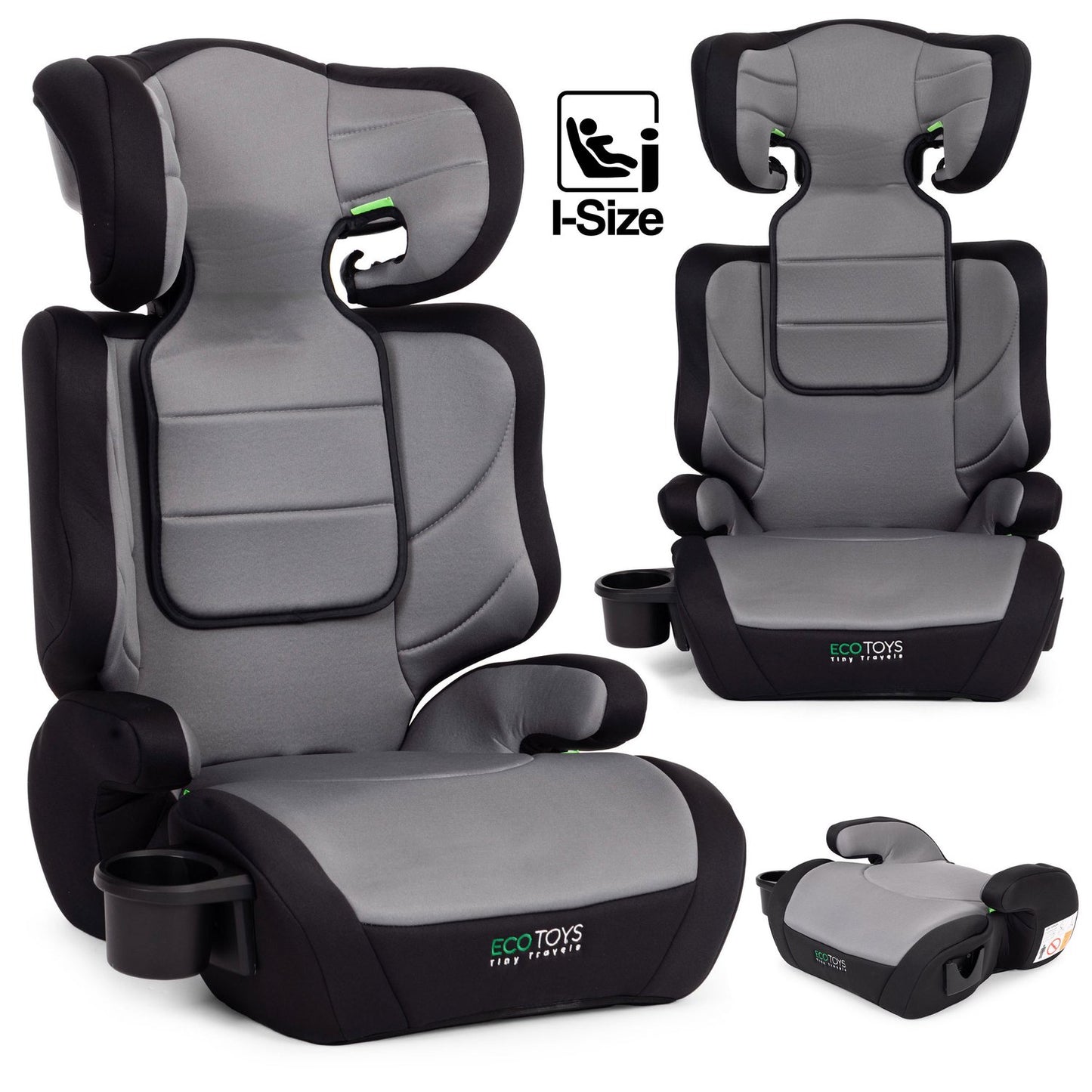2-in-1 Child Car Seat Booster, i-Size, 100-150 cm, Cup Holder