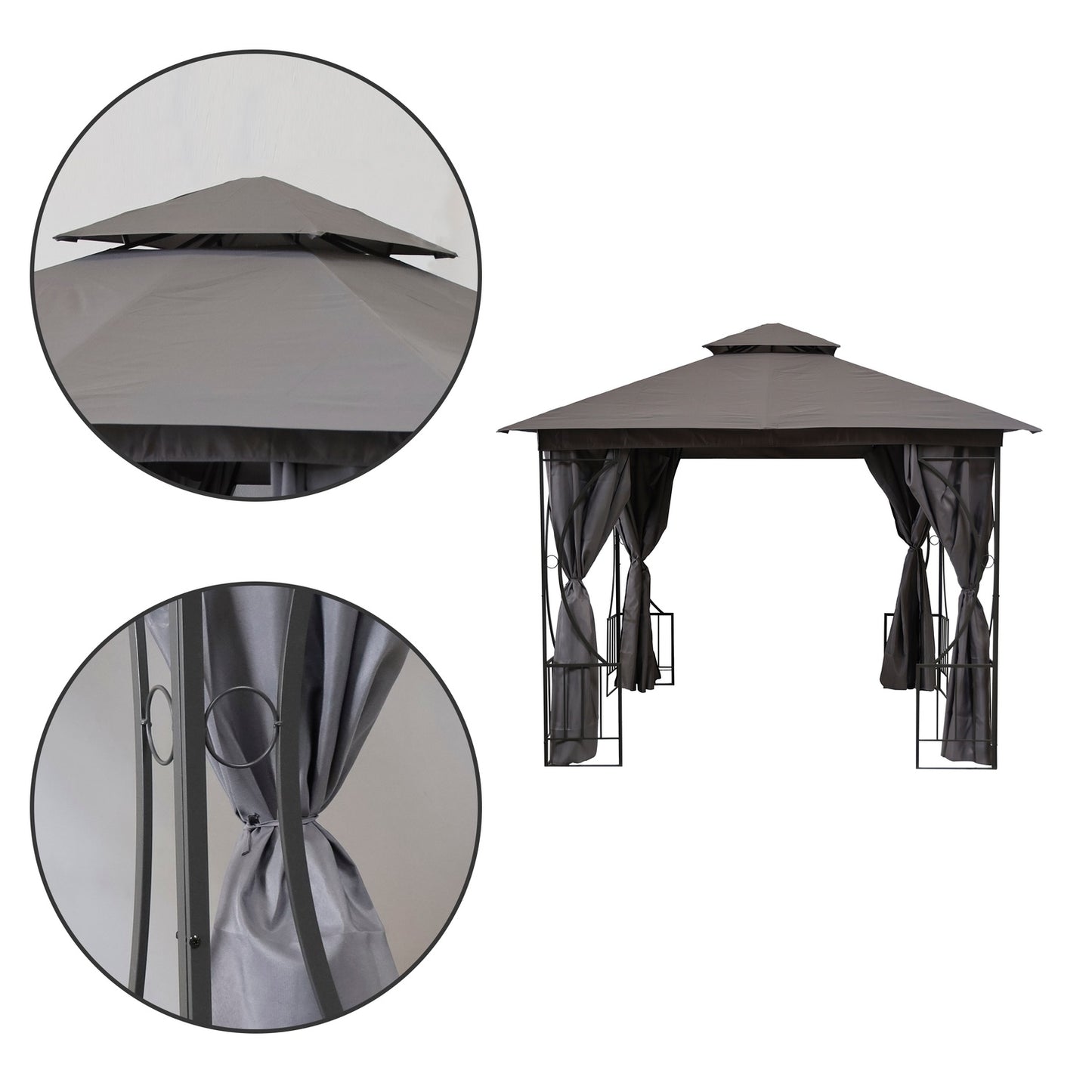 2-in-1 Garden Pavilion Tent 3x3 m with Mosquito Net and Full Walls MultiGarden