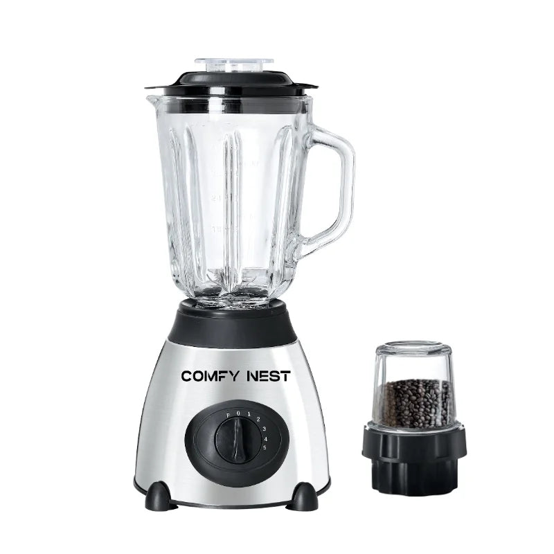 2-in-1 Glass Blender & Grinder, 800W, 5-Speed, 1.5L