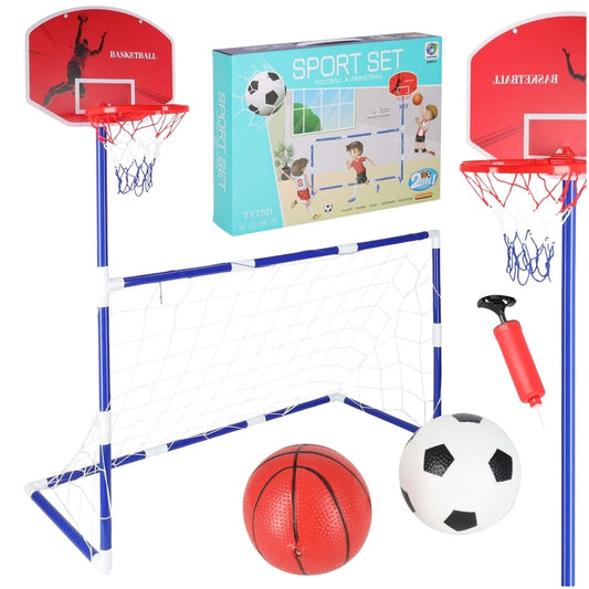2-in-1 Soccer Goal & Basketball Hoop Set with 2 Balls