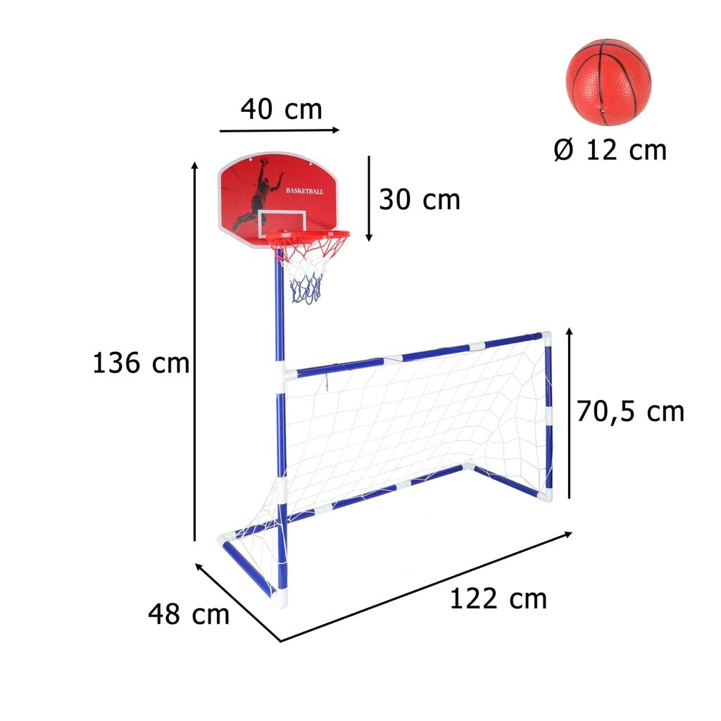 2-in-1 Soccer Goal & Basketball Hoop Set with 2 Balls