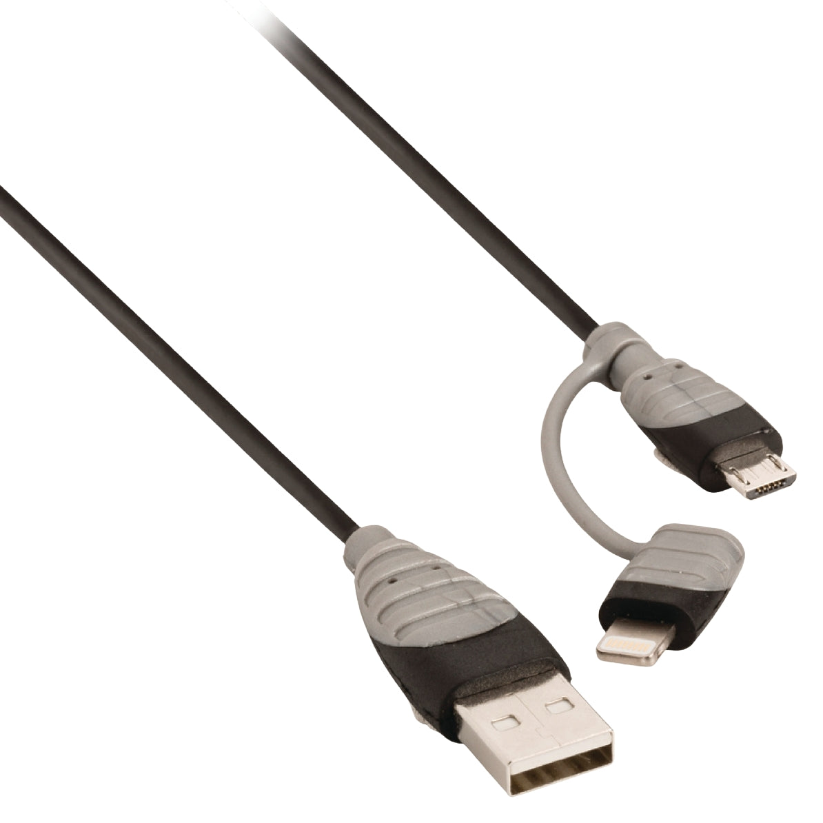 2-in-1 Sync and Charging Cable USB A male - Micro B male 1.00 m Black + Lightning adapter