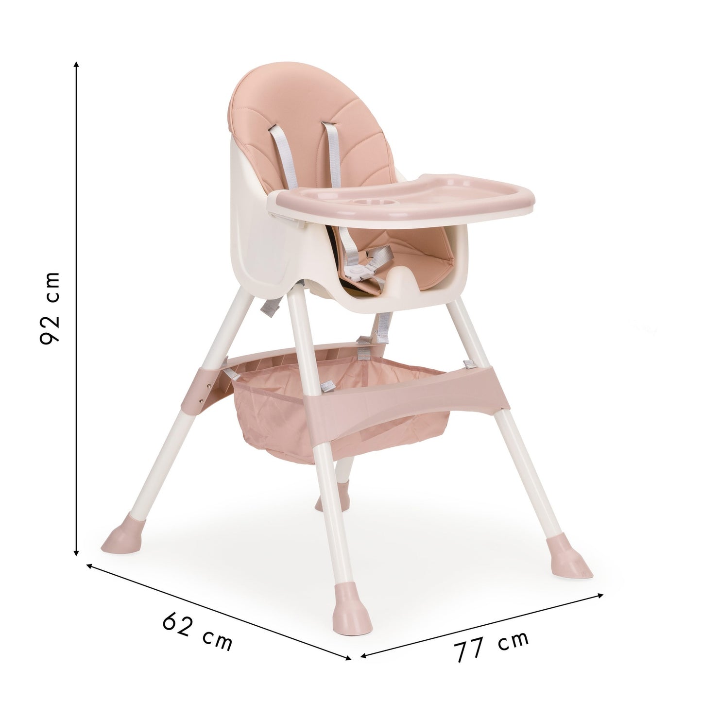 2-in-1 feeding chair with 5-point belts ECOTOYS pink