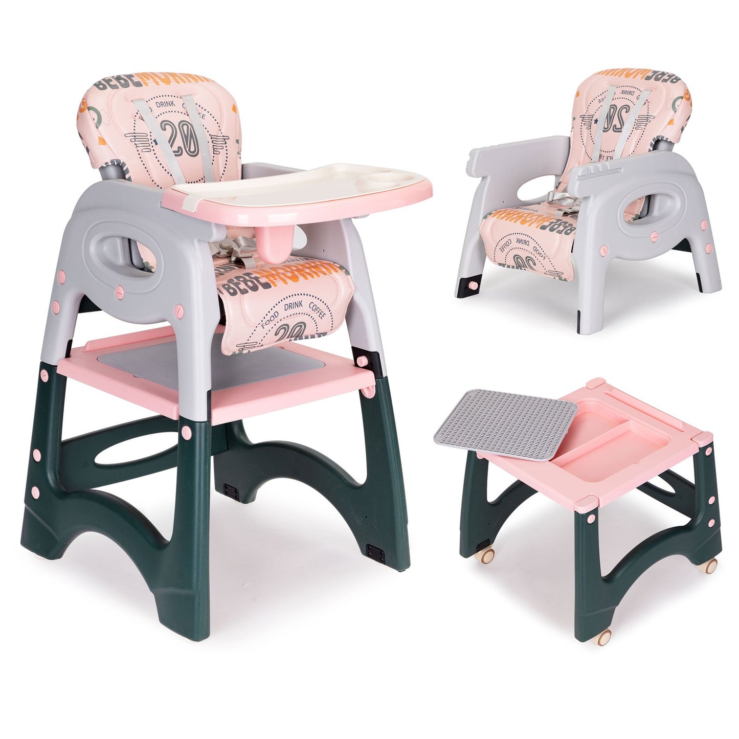 2-in-1 high chair, children's table seat