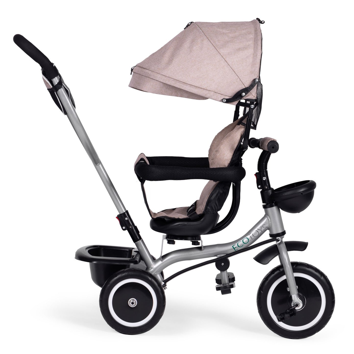 2-in-1 tricycle stroller, swivel seat, foldable canopy, beige, ECOTOYS