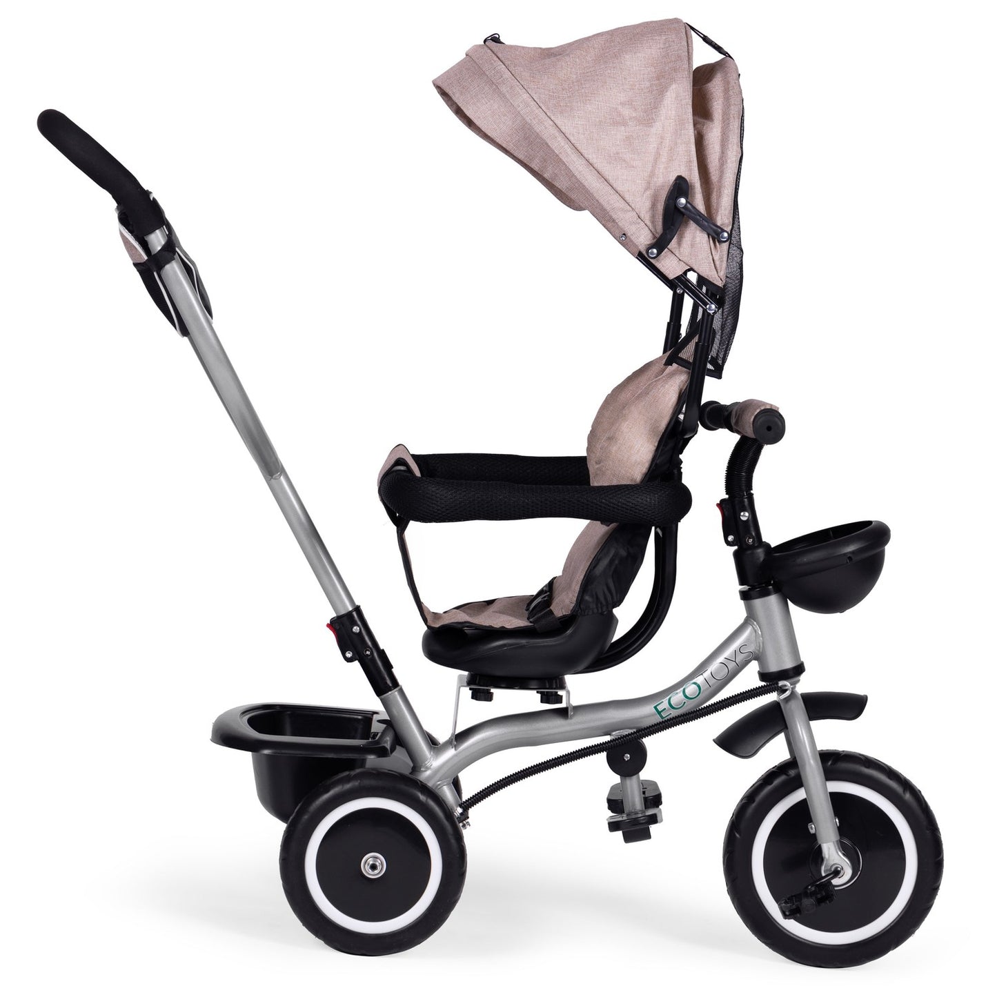 2-in-1 tricycle stroller, swivel seat, foldable canopy, beige, ECOTOYS