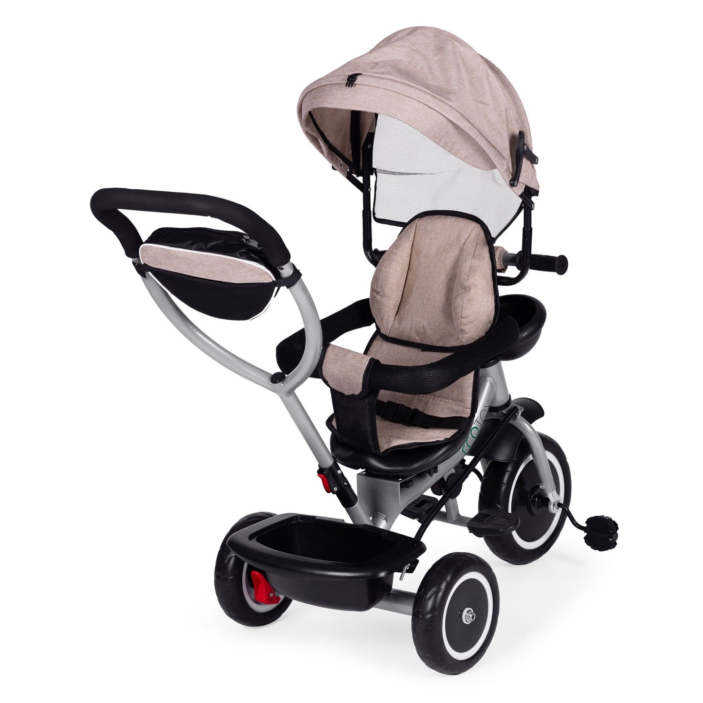 2-in-1 tricycle stroller, swivel seat, foldable canopy, beige, ECOTOYS