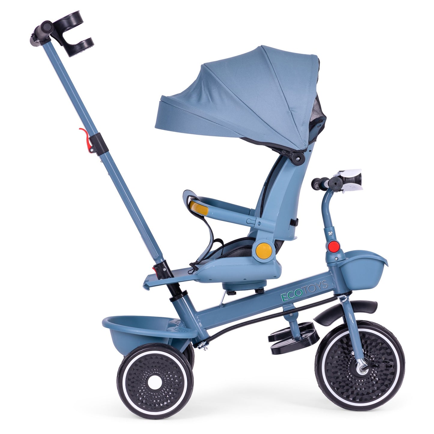 2-in-1 tricycle stroller, swivel seat, foldable canopy, blue, ECOTOYS