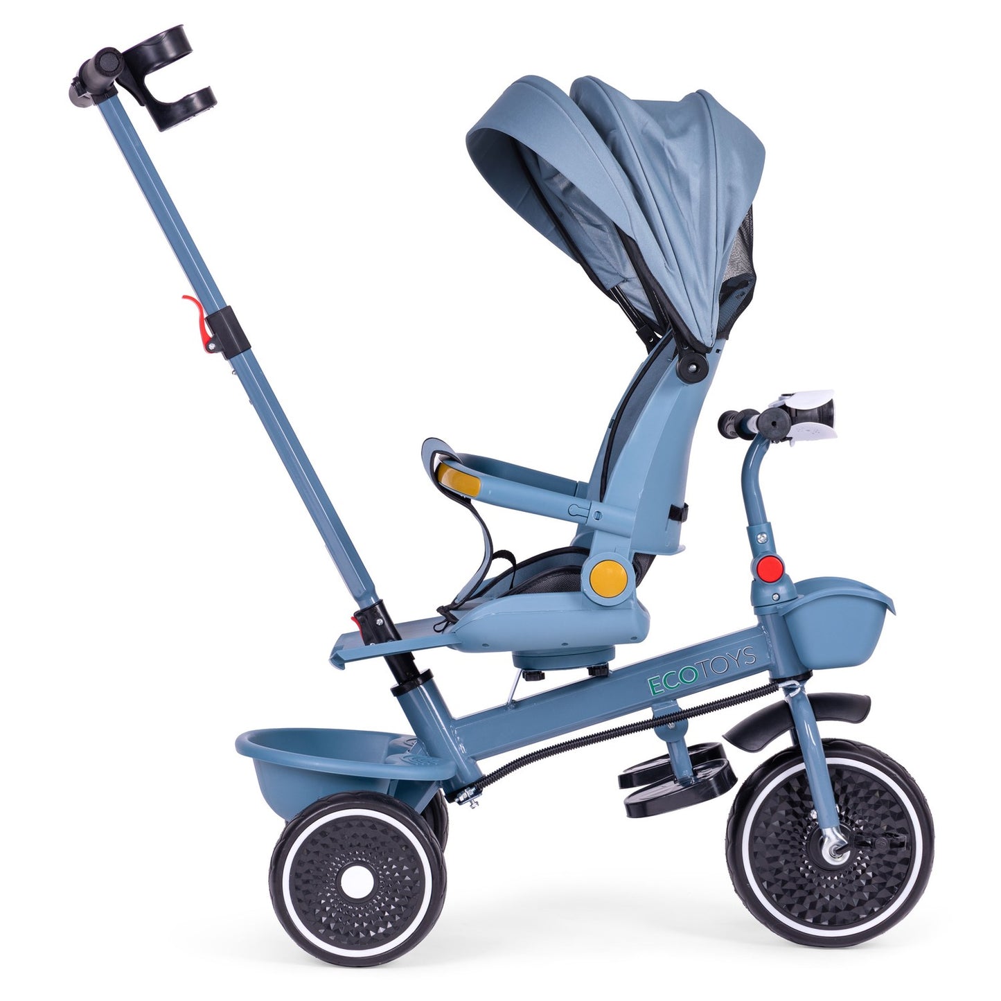 2-in-1 tricycle stroller, swivel seat, foldable canopy, blue, ECOTOYS