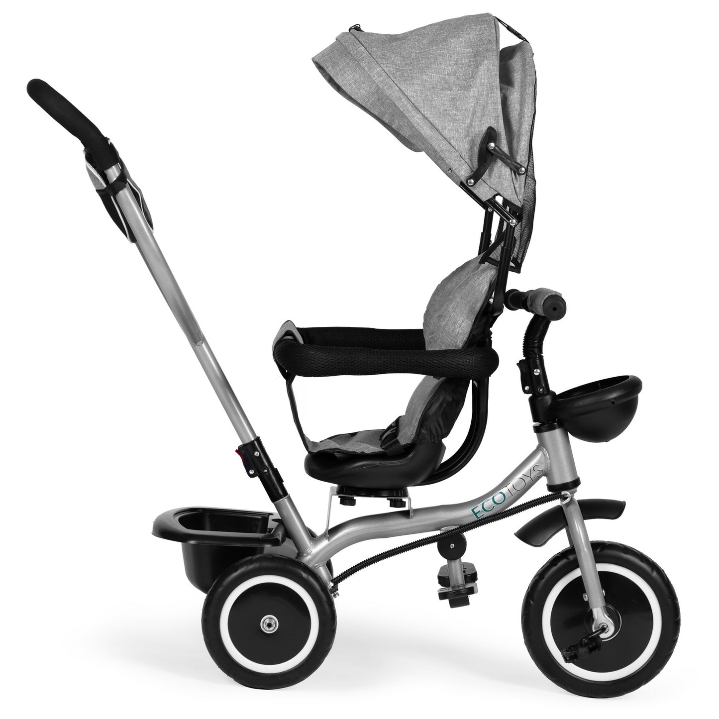 2-in-1 tricycle stroller, swivel seat, foldable canopy, gray, ECOTOYS