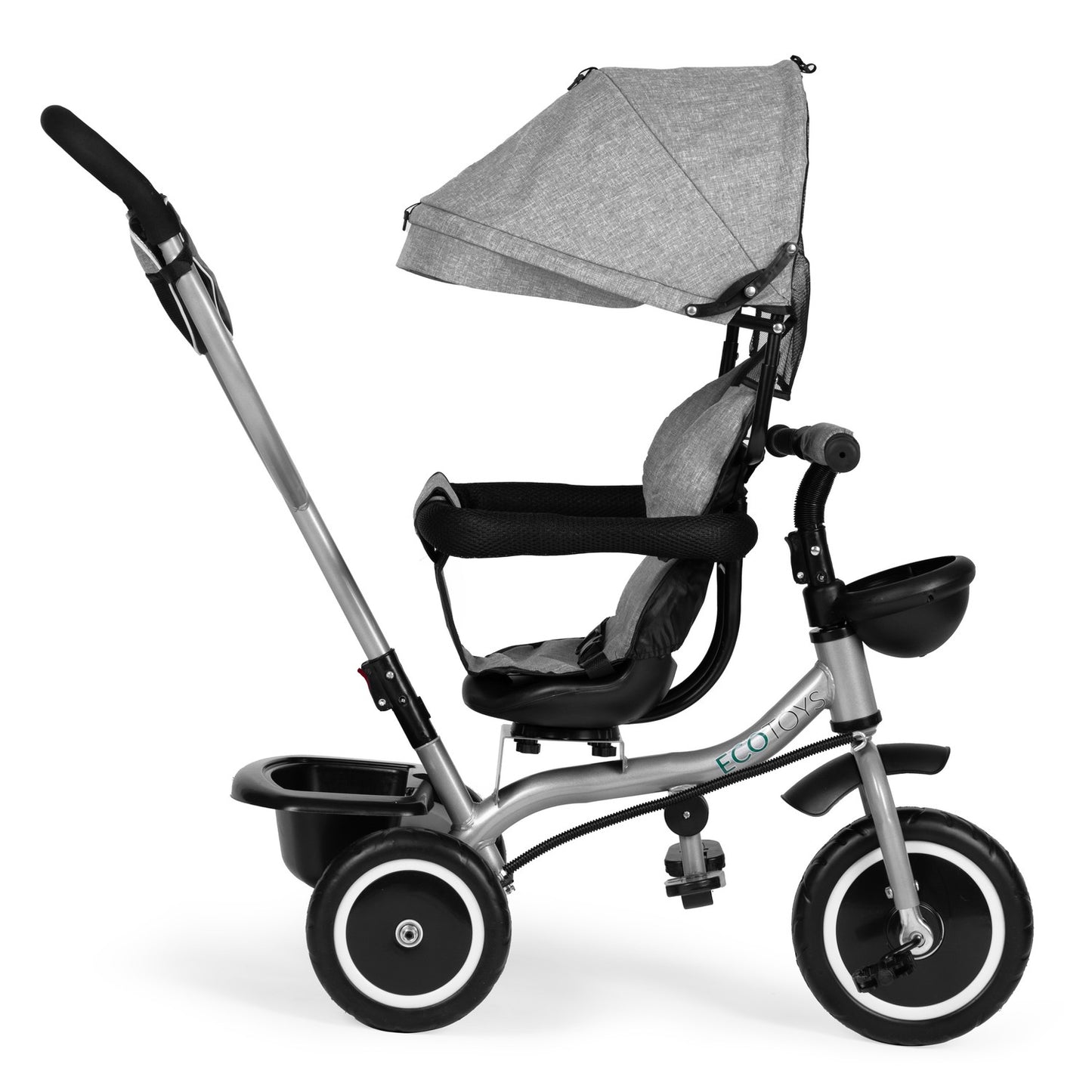 2-in-1 tricycle stroller, swivel seat, foldable canopy, gray, ECOTOYS