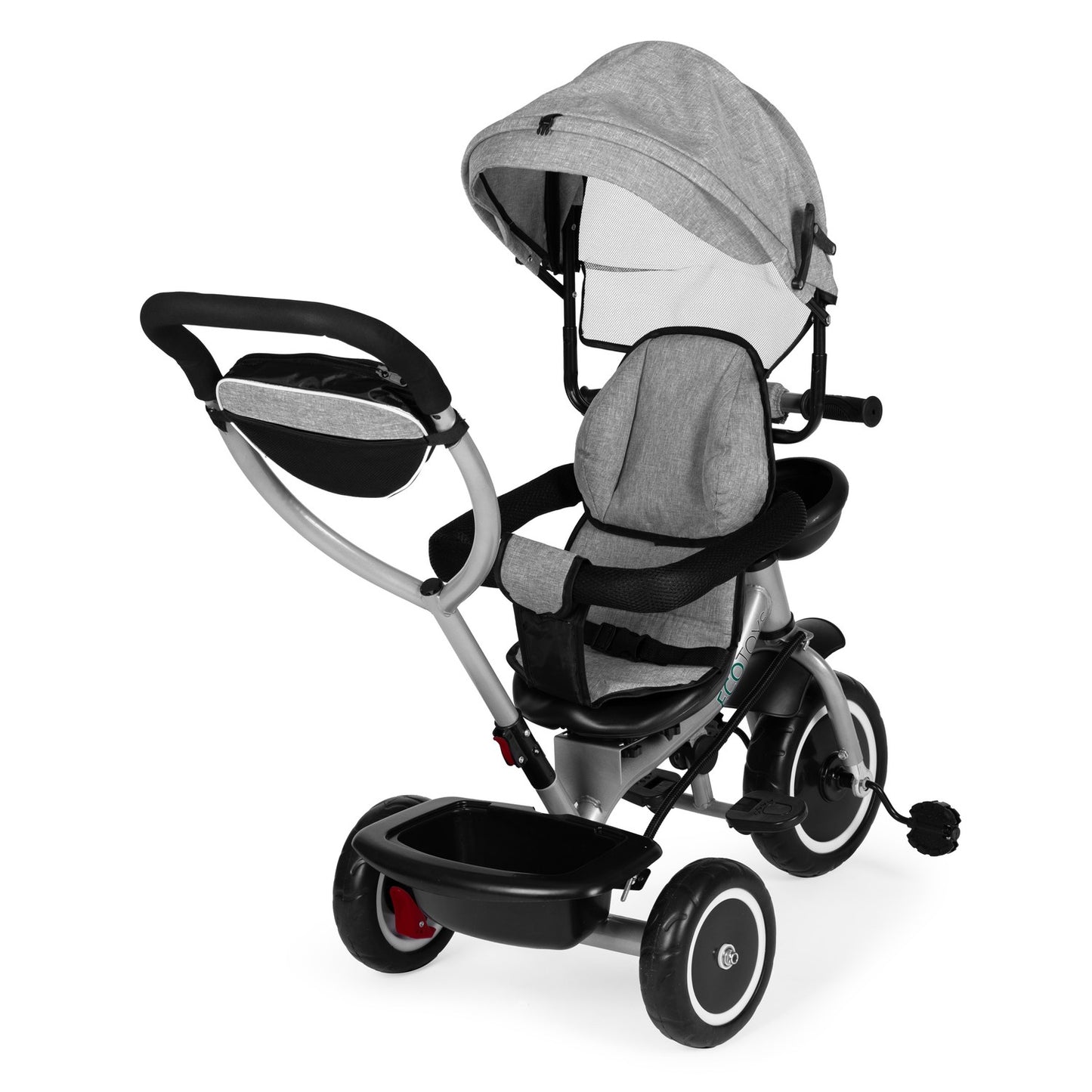 2-in-1 tricycle stroller, swivel seat, foldable canopy, gray, ECOTOYS