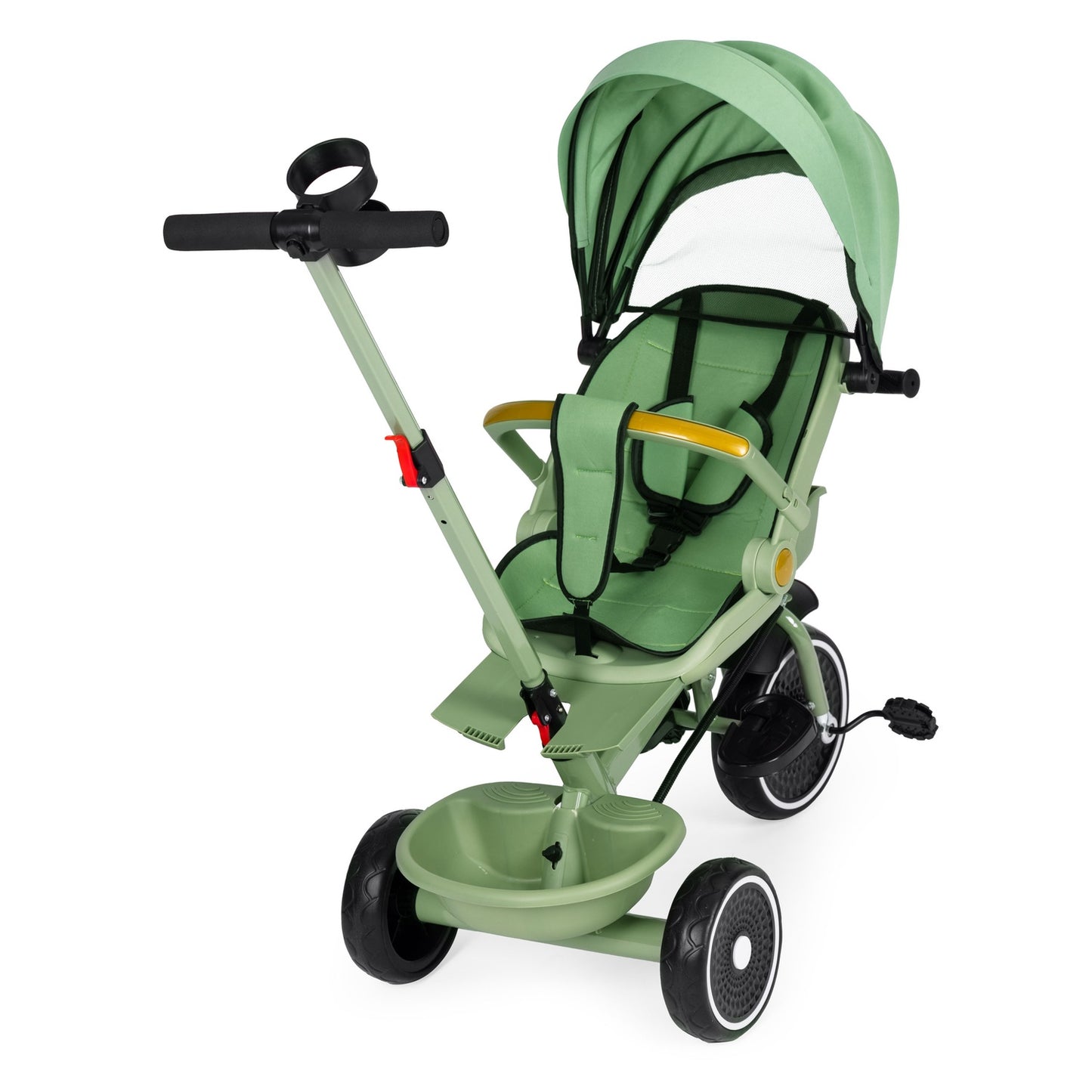 2-in-1 tricycle stroller, swivel seat, foldable canopy, green, ECOTOYS