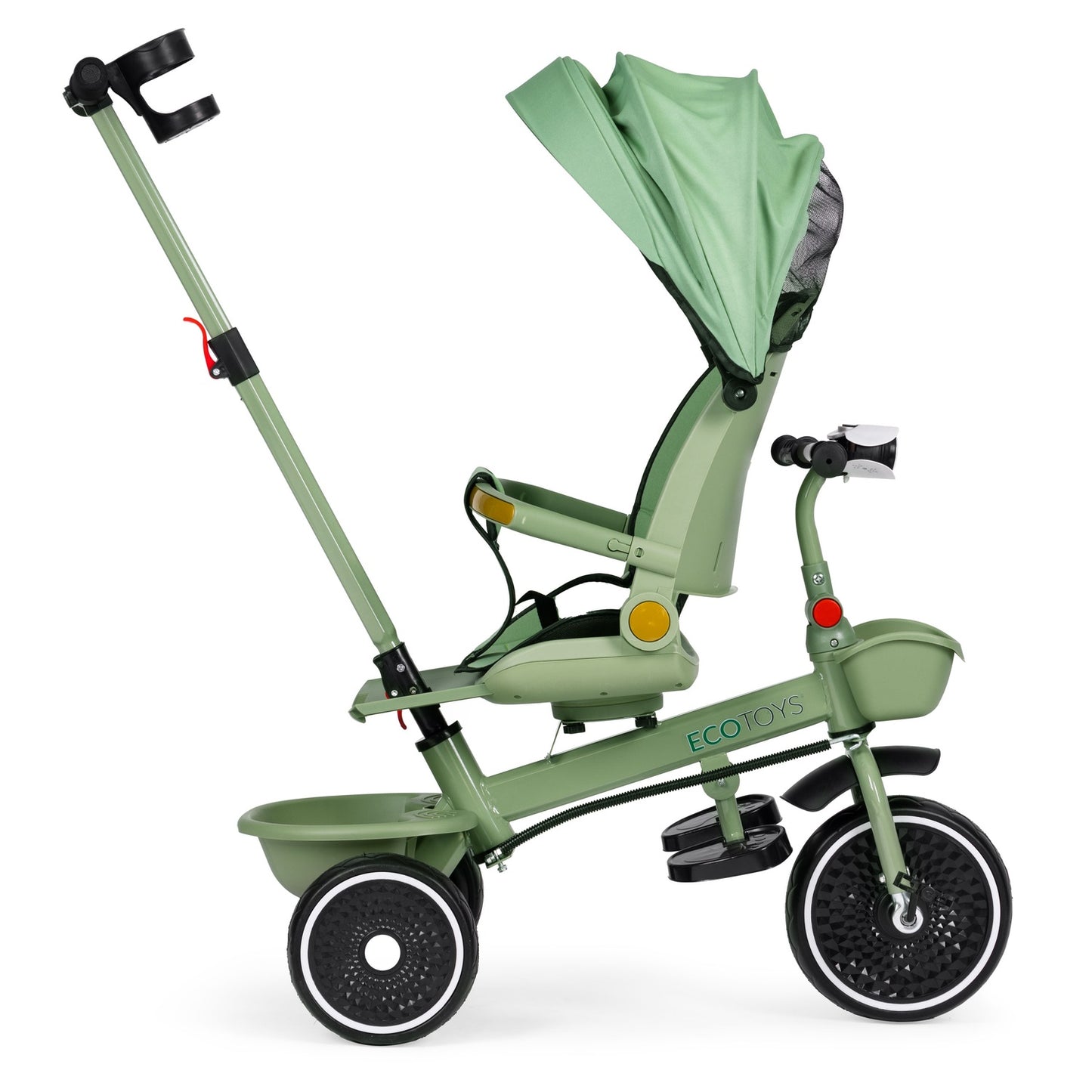 2-in-1 tricycle stroller, swivel seat, foldable canopy, green, ECOTOYS