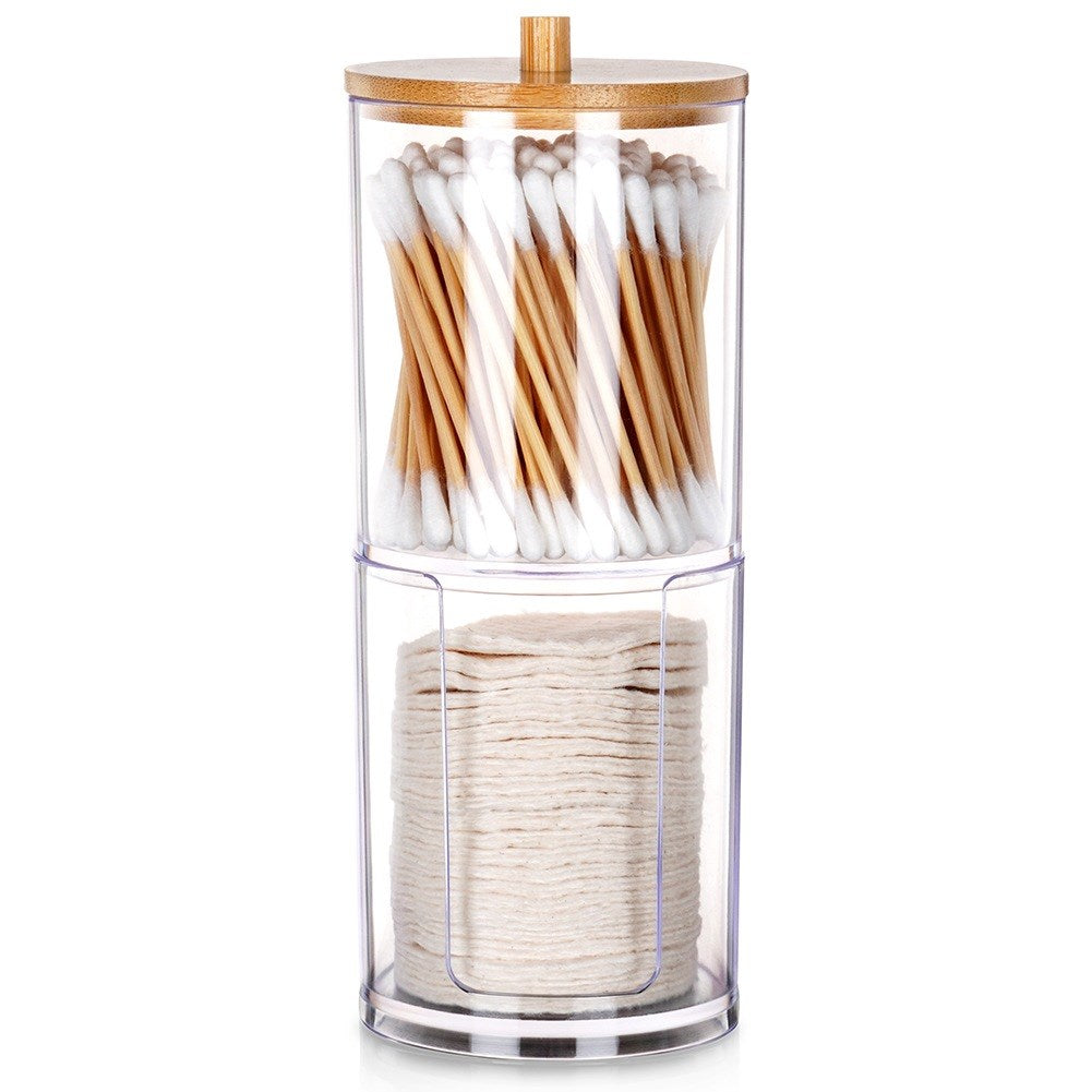 2-level container for cotton buds and cosmetic pads