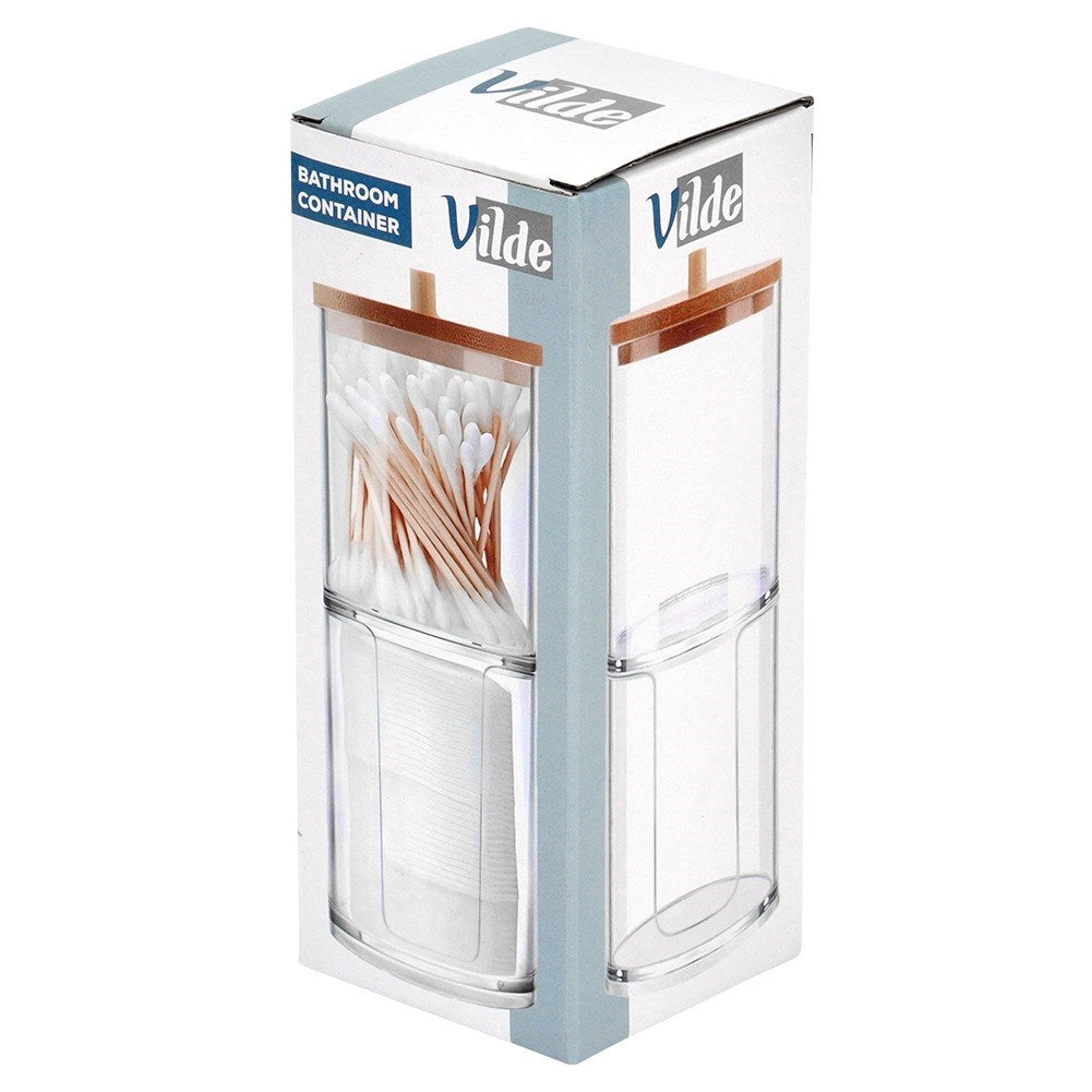 2-level container for cotton buds and cosmetic pads