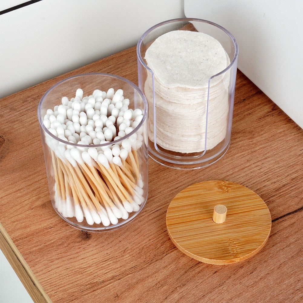 2-level container for cotton buds and cosmetic pads