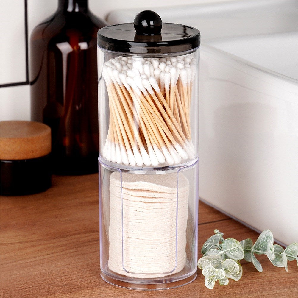 2-level container for cotton buds and cosmetic pads