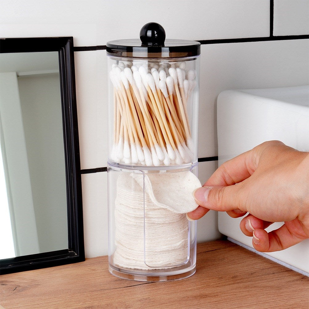 2-level container for cotton buds and cosmetic pads