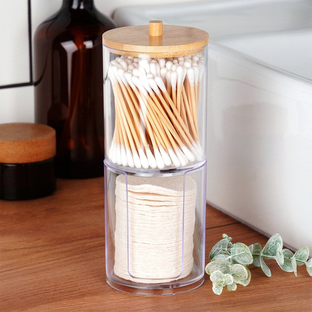 2-level container for cotton buds and cosmetic pads