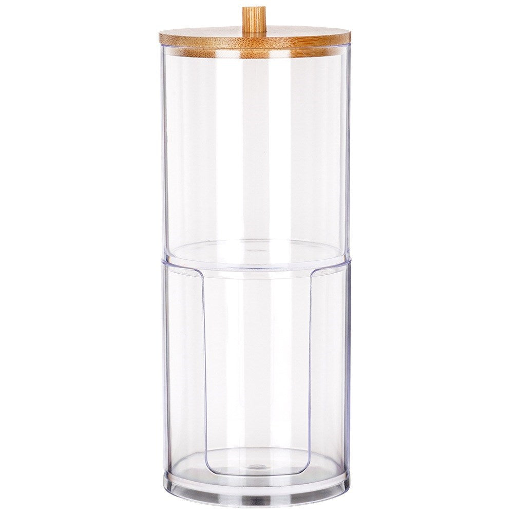 2-level container for cotton buds and cosmetic pads