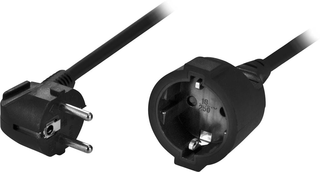 2-meter Schuko extension cable, black
