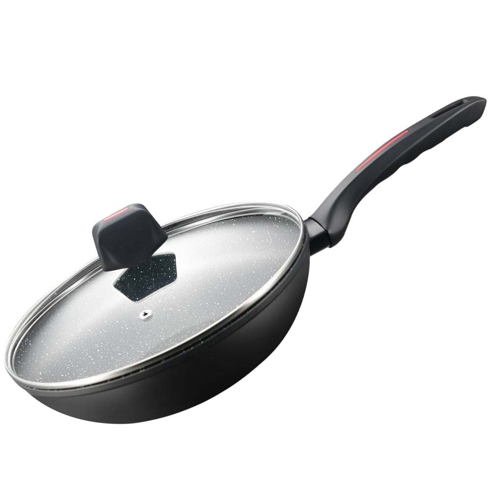 30cm Marble Non-Stick Wok Pan, Induction-Compatible