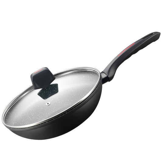 30cm Marble Non-Stick Wok Pan, Induction-Compatible