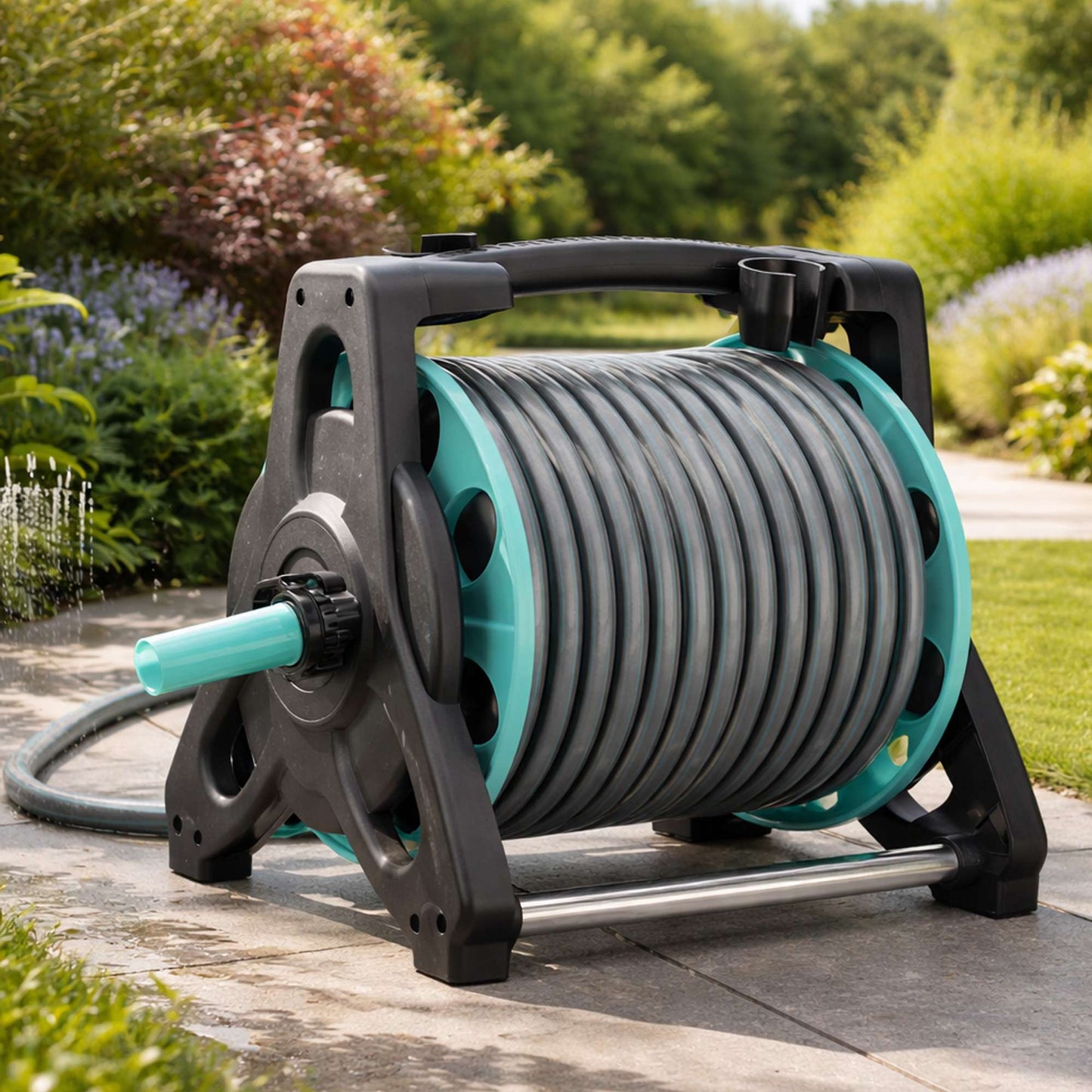 30m Garden Hose Reel on Stand with Spray Gun