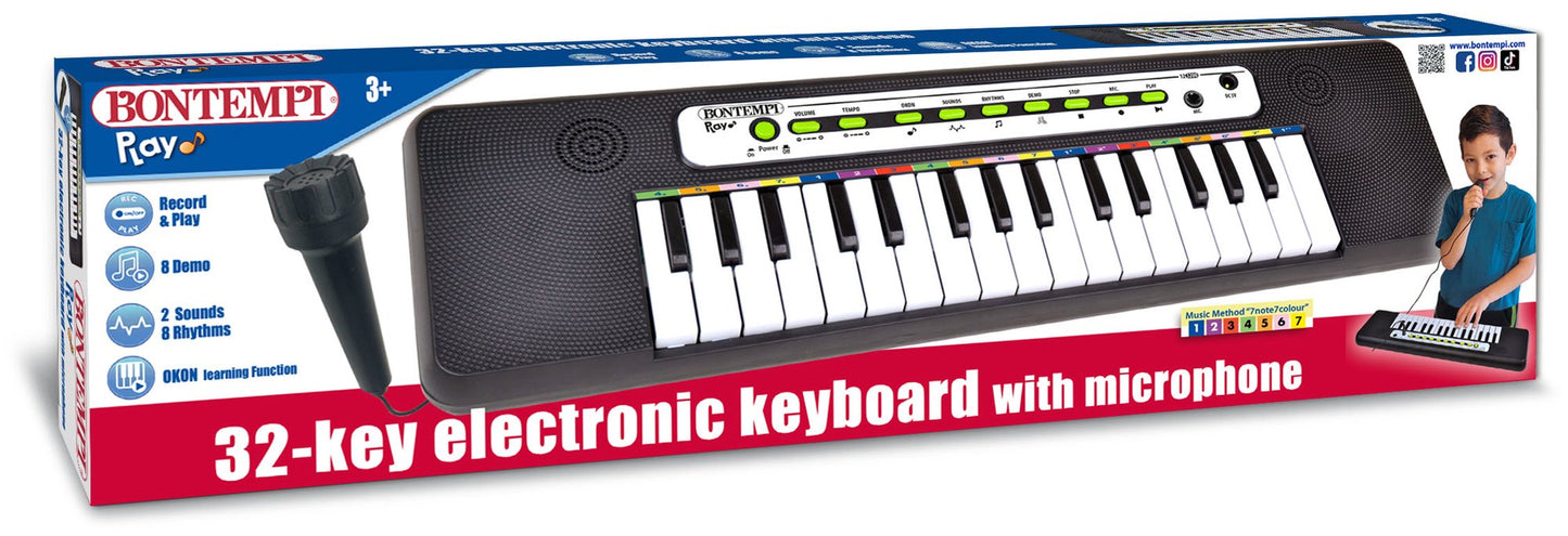 32-Key Electronic Keyboard with Mic, Sounds & Rhythms