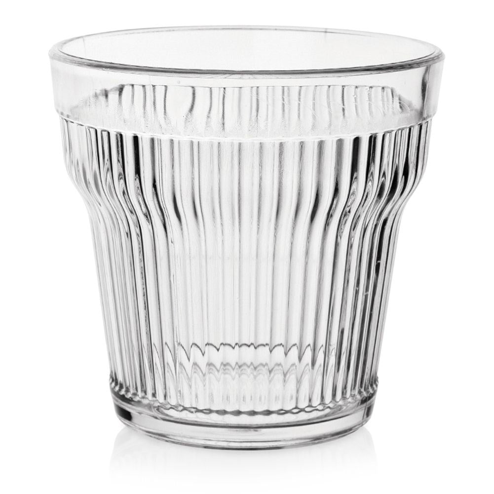 350 ml durable acrylic glass with grooved surface, does not damage