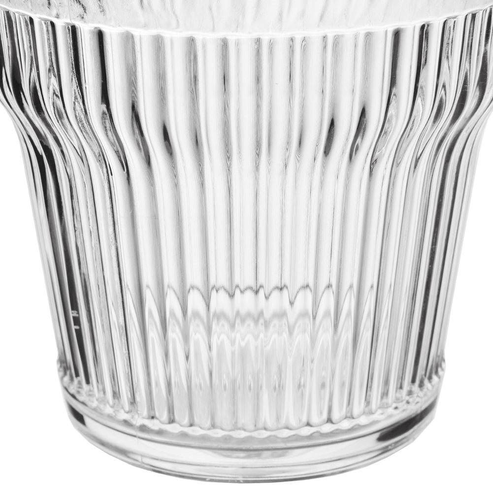 350 ml durable acrylic glass with grooved surface, does not damage