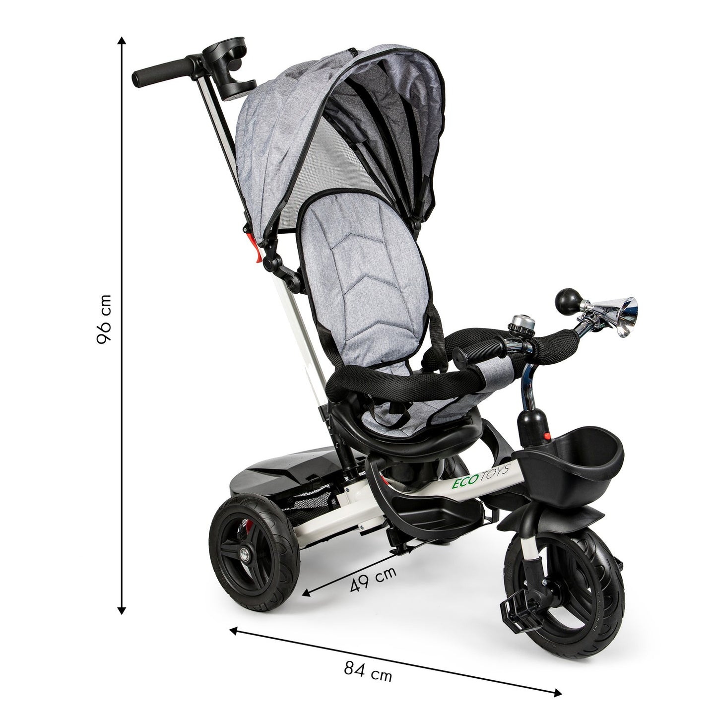 360 ° Rotary Tricycle Gray with a visor
