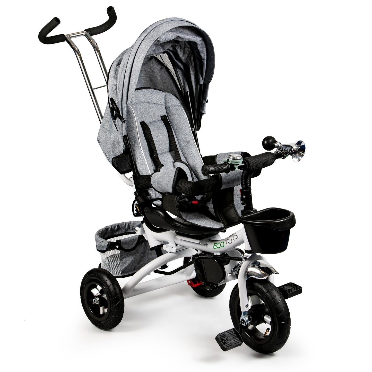 360° Rotating Tricycle Deluxe with Canopy Grey ECOTOYS