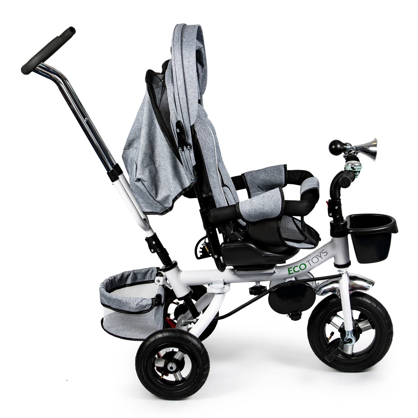 360° Rotating Tricycle Deluxe with Canopy Grey ECOTOYS