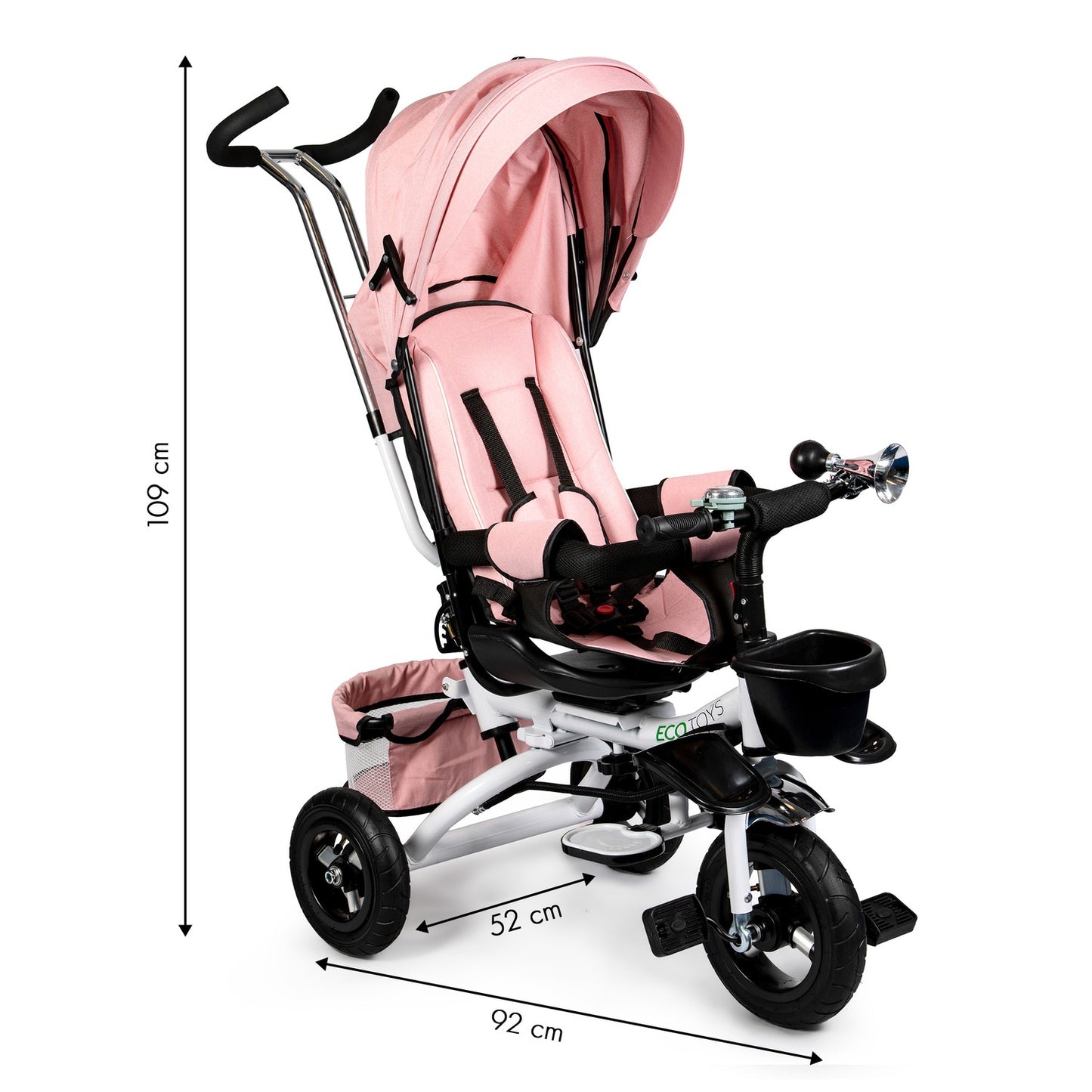 360° Rotating Tricycle Deluxe with Canopy Pink ECOTOYS