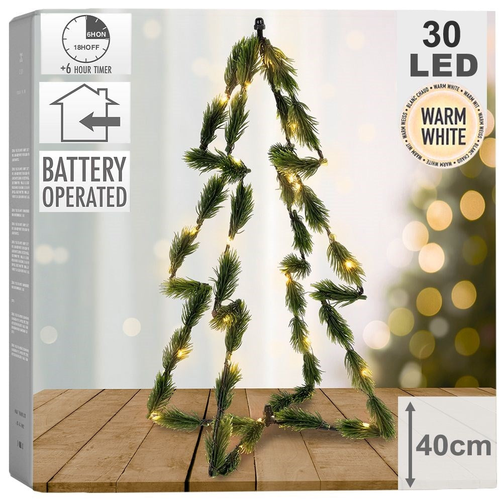 3D Christmas tree 40 cm with 30 LED lights, green color