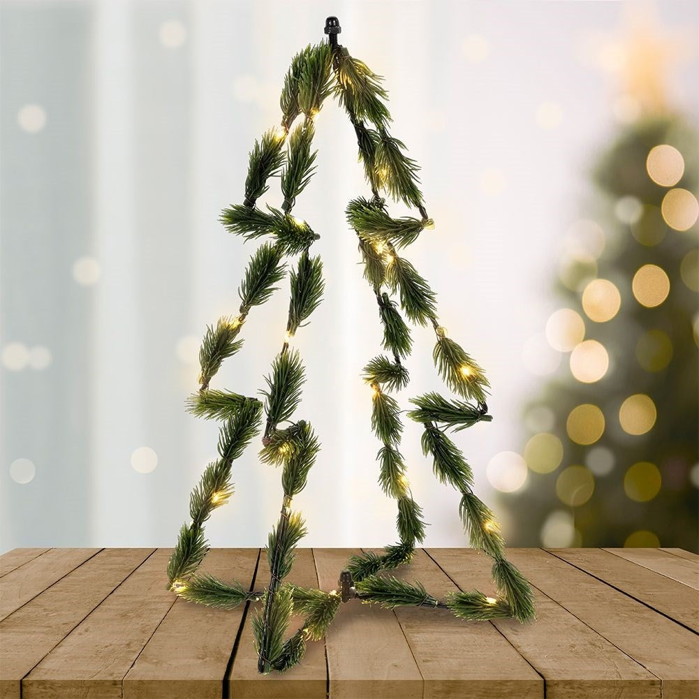 3D Christmas tree 40 cm with 30 LED lights, green color