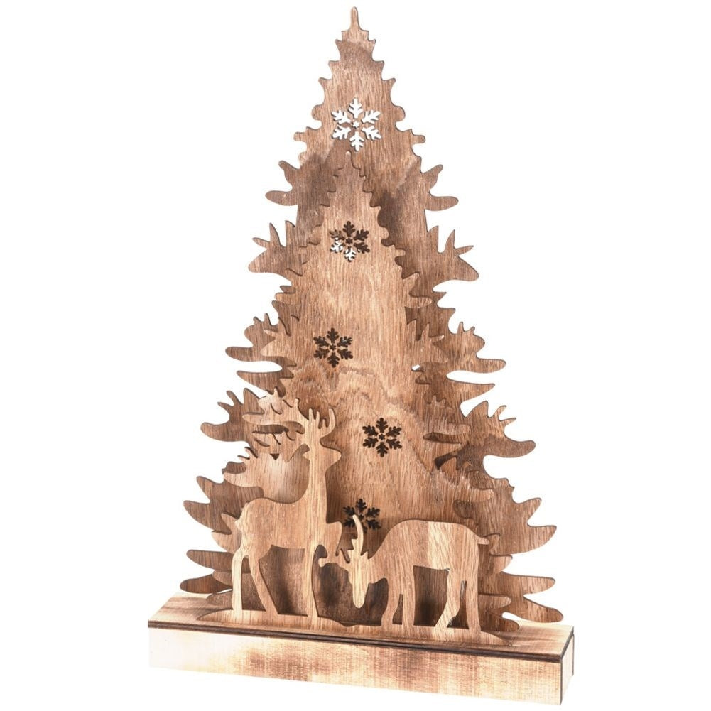 3D Wooden Christmas tree with LED lighting - 38 cm