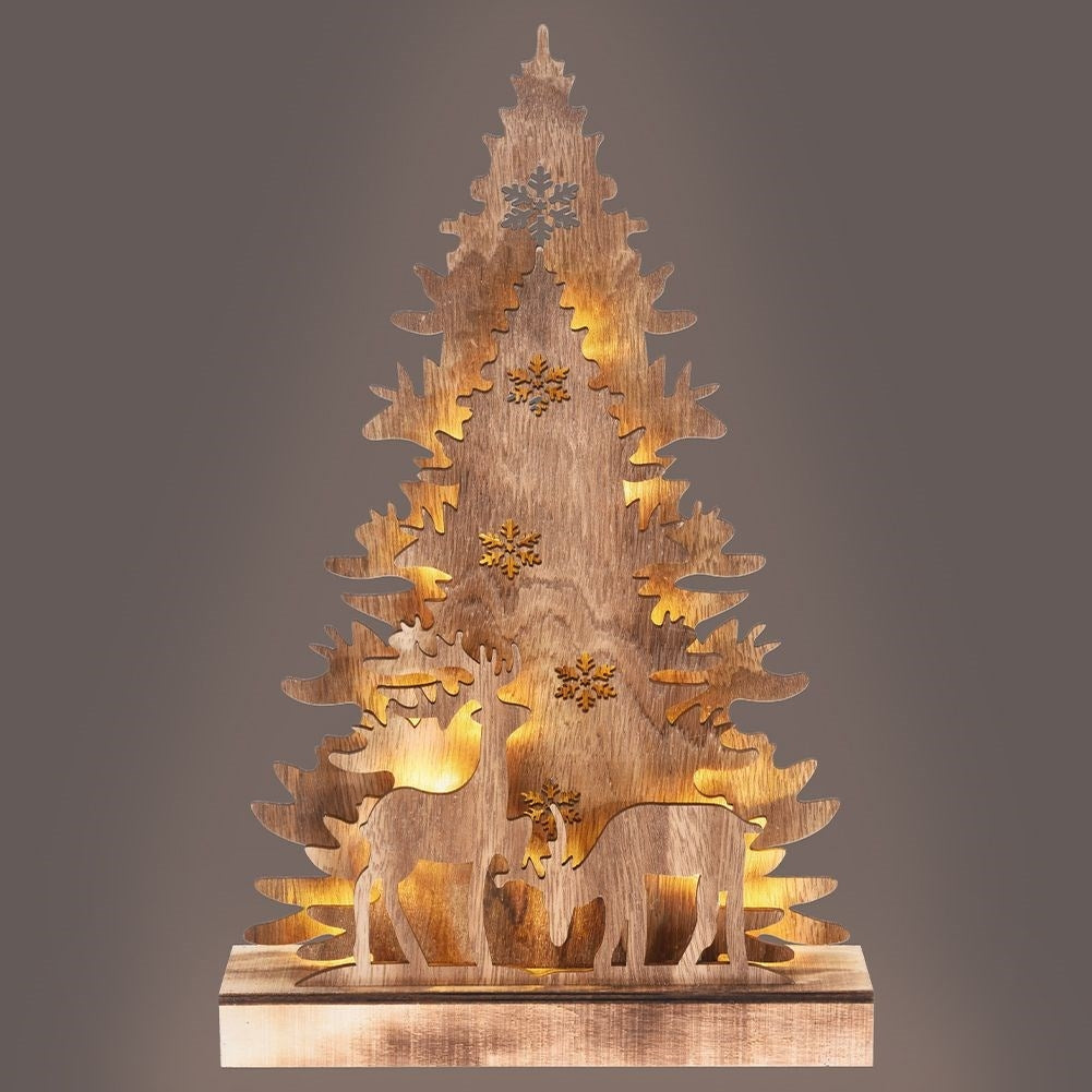 3D Wooden Christmas tree with LED lighting - 38 cm