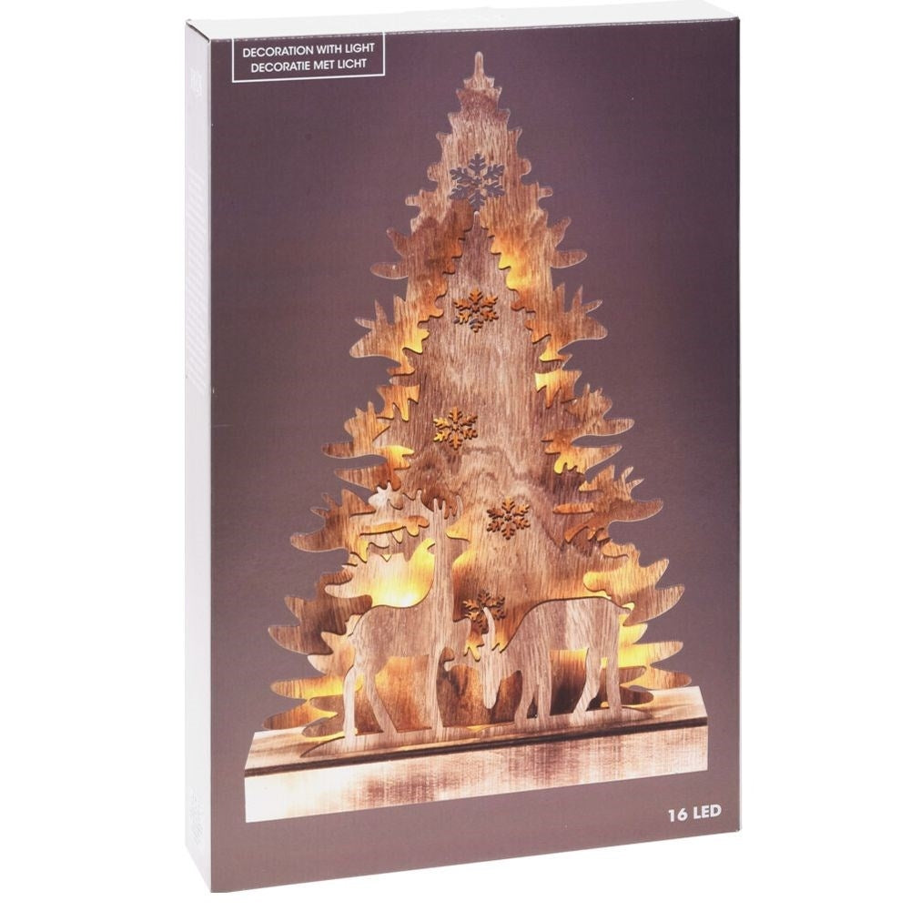3D Wooden Christmas tree with LED lighting - 38 cm