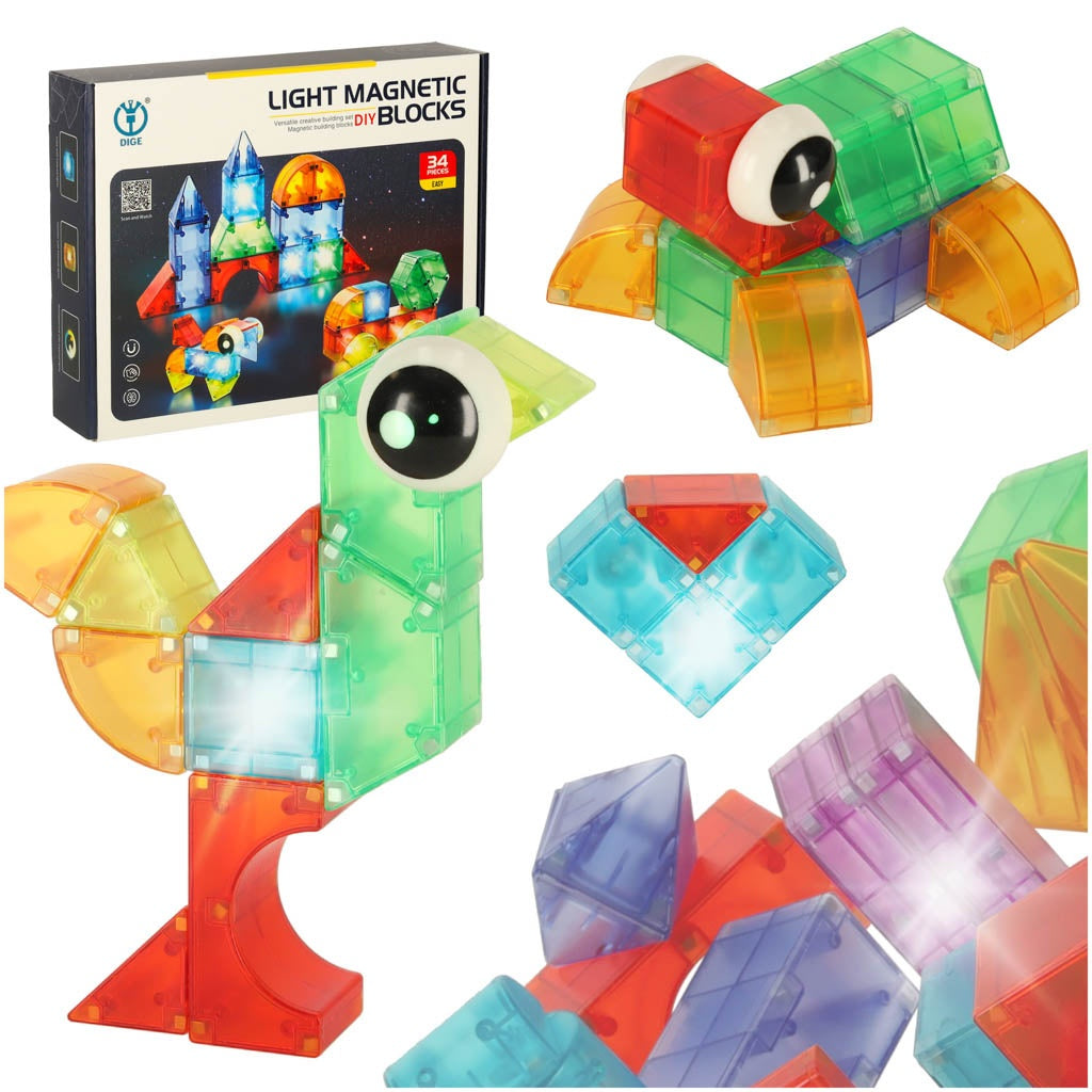 3D construction magnetic blocks LED glowing 32 el