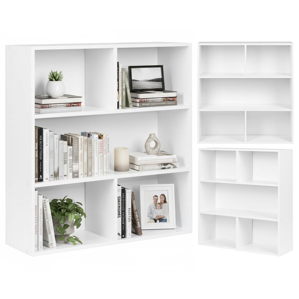 3-Level White Shelf, Laminated Chipboard, 87x87x24 cm