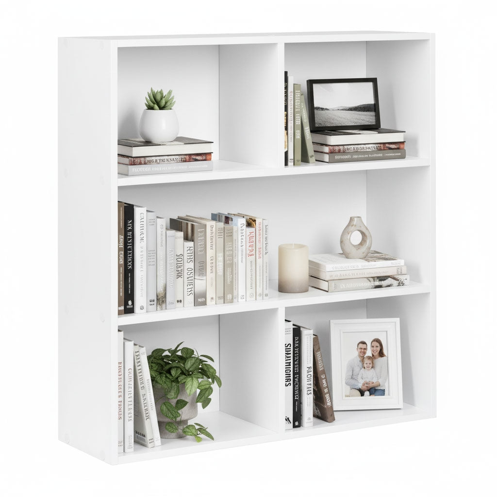 3-Level White Shelf, Laminated Chipboard, 87x87x24 cm