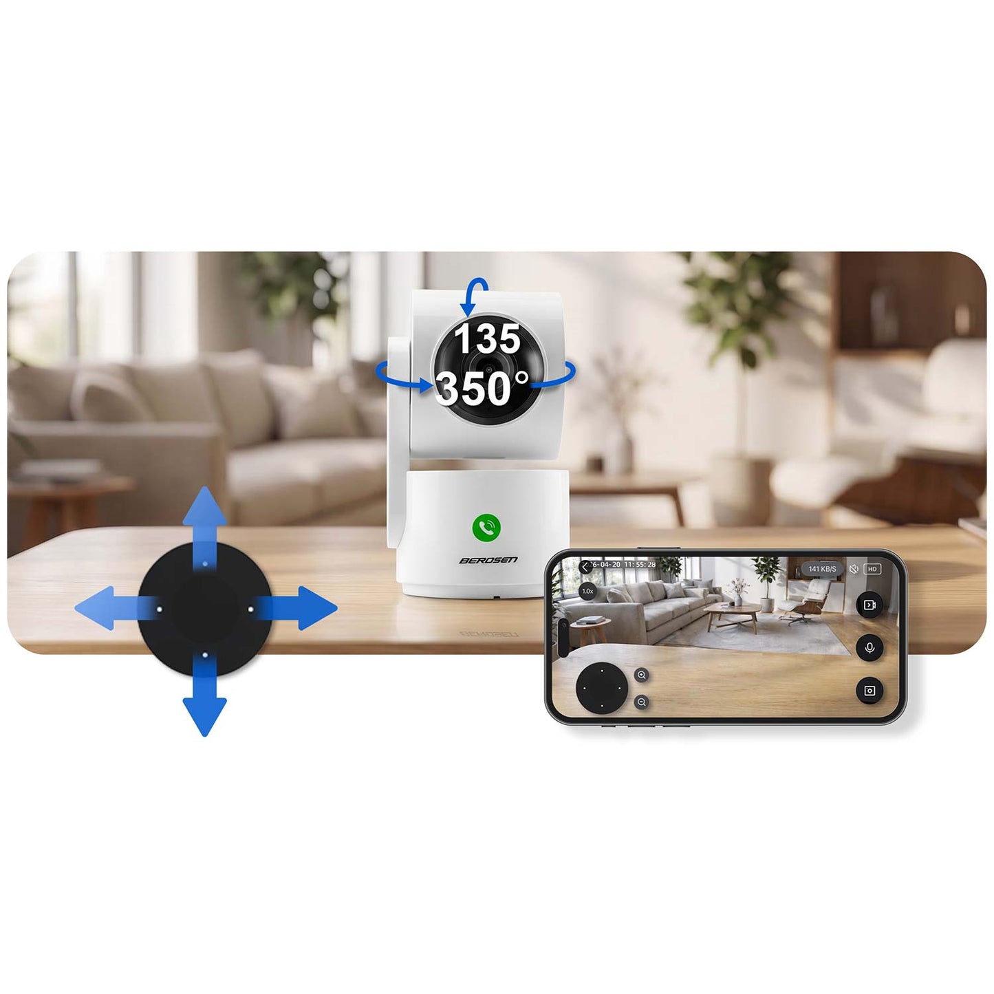 3MP WiFi PTZ IP Camera with Night Vision & Audio