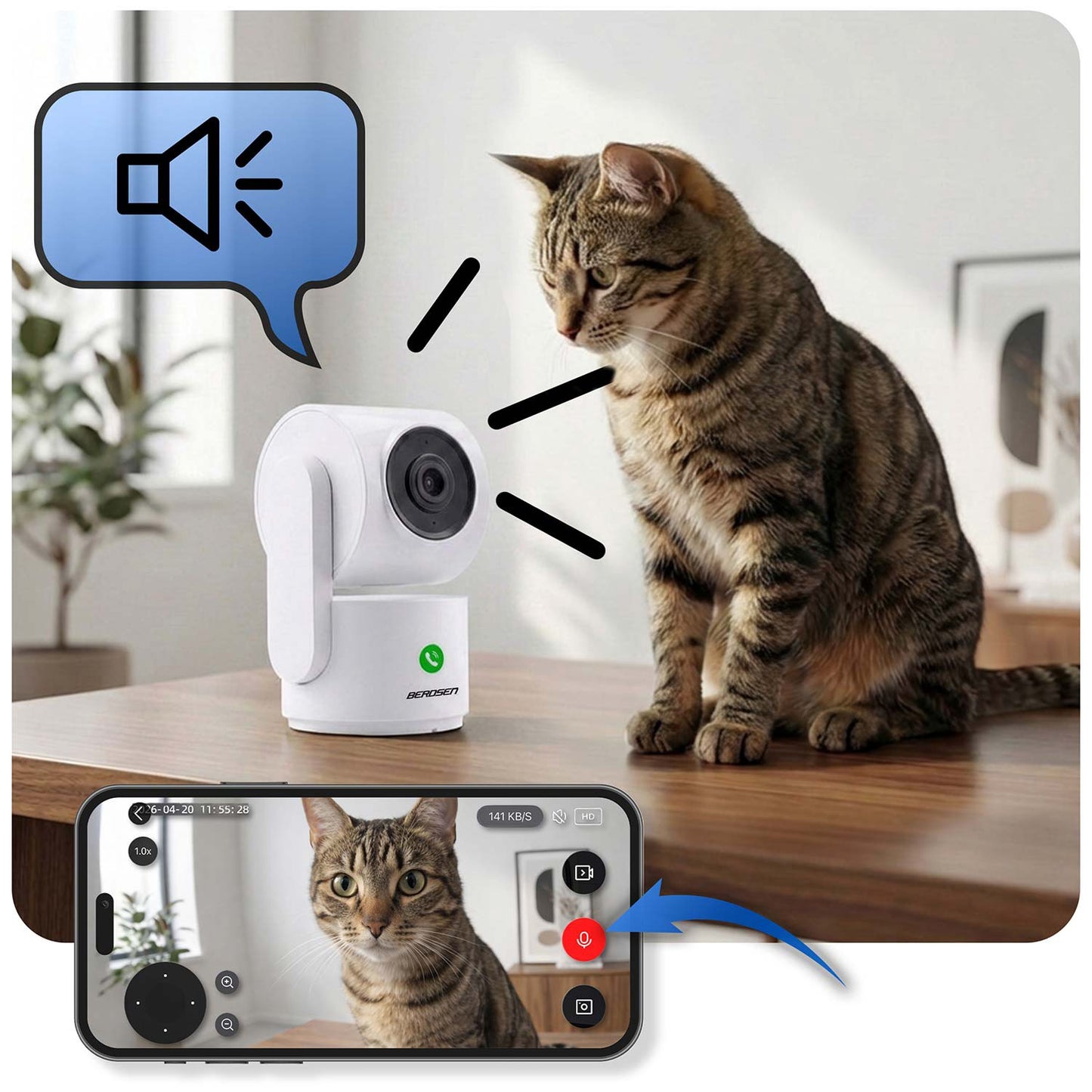 3MP WiFi PTZ IP Camera with Night Vision & Audio