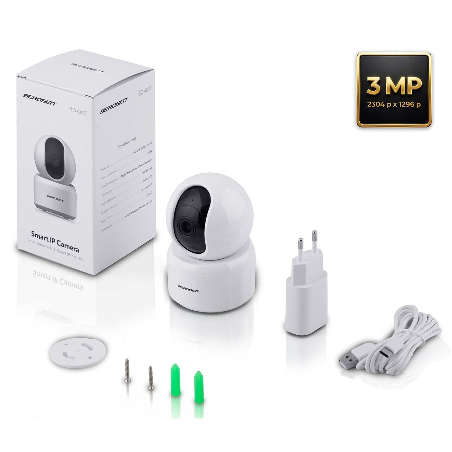 3MP WiFi PTZ IP Camera with Night Vision and Audio
