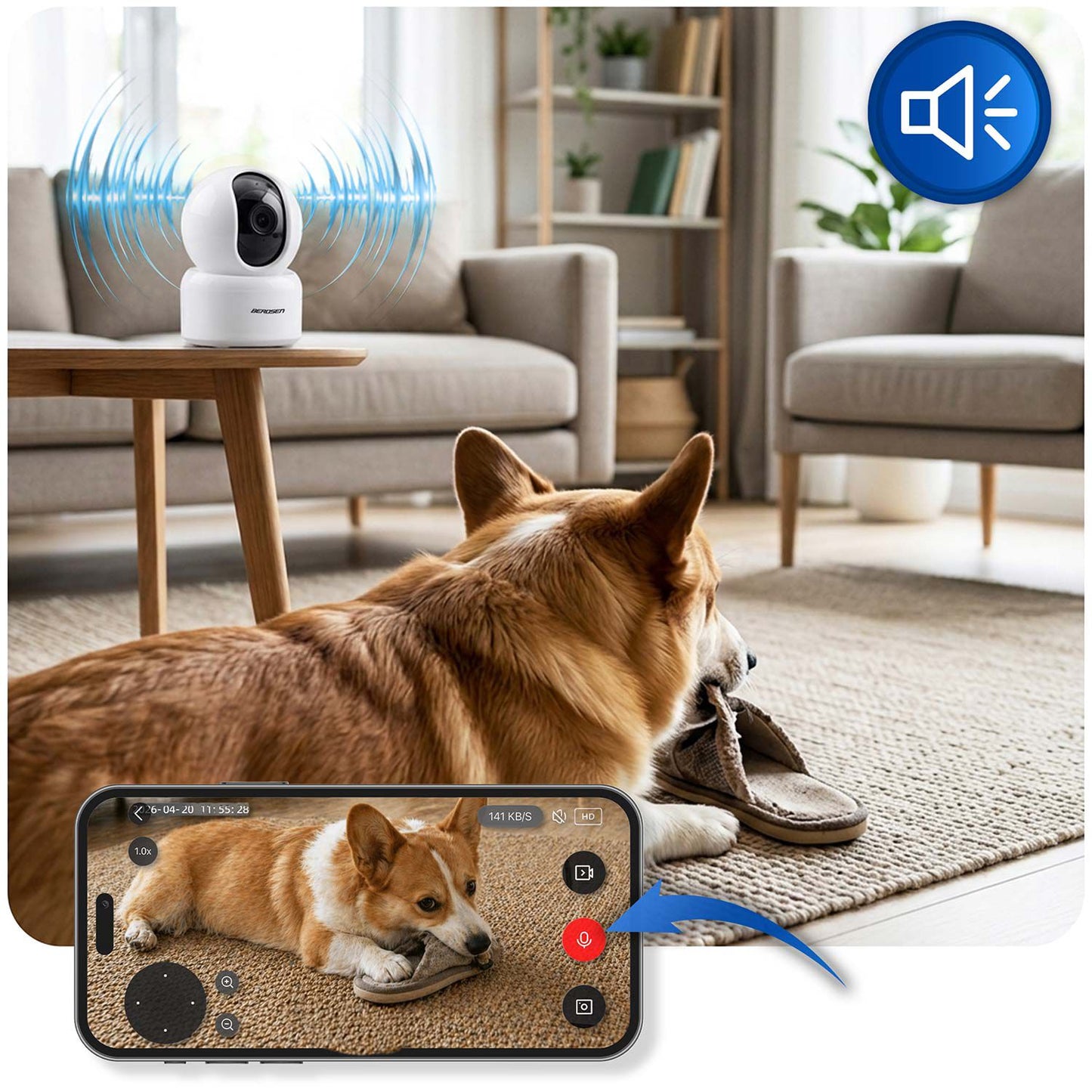 3MP WiFi PTZ IP Camera with Night Vision and Audio