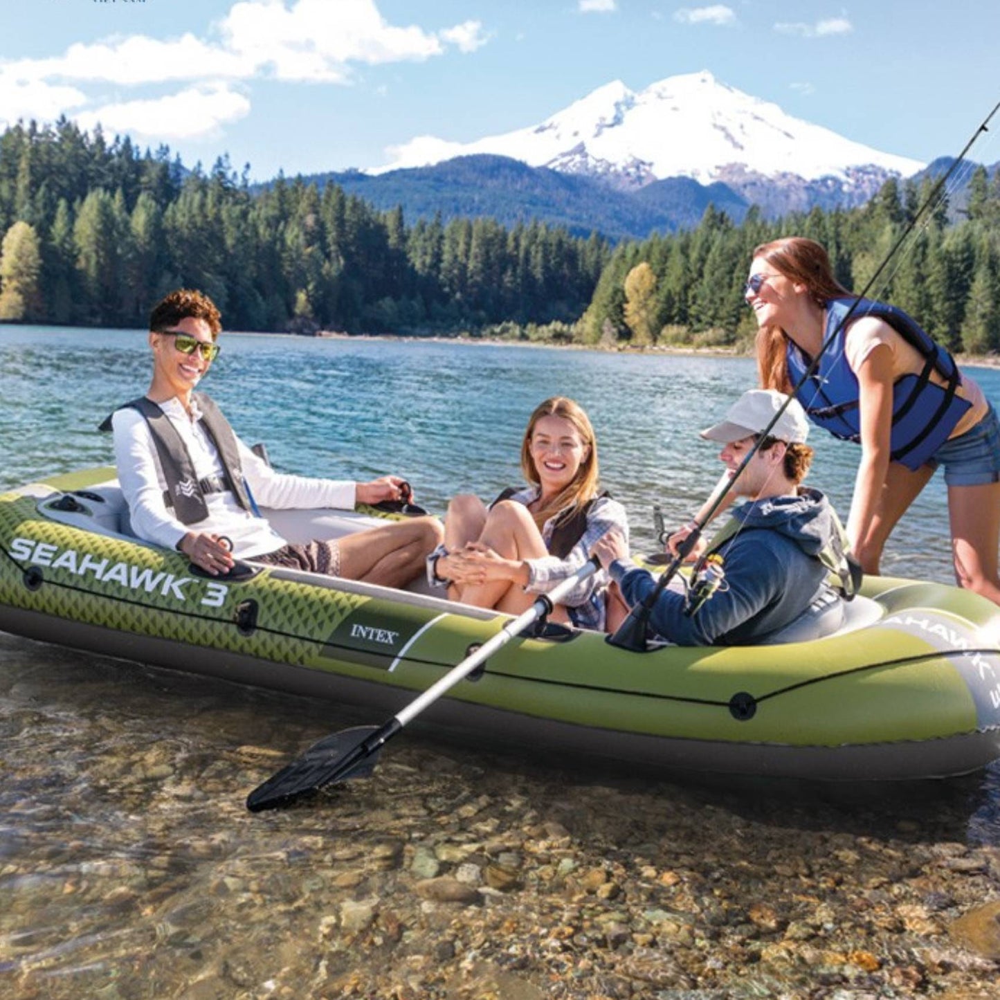 3-Person Inflatable Boat with Pump & Oars, PVC Material